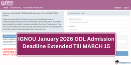 IGNOU Admission 2026 January Session Application Deadline Extended